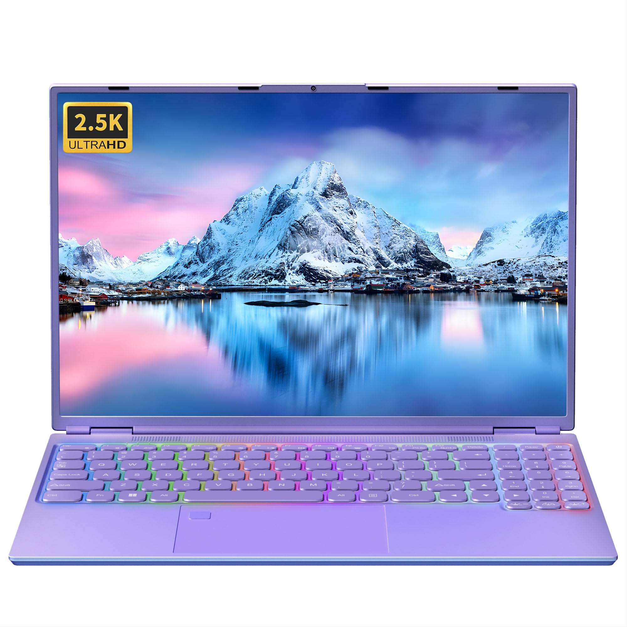 Fsjun 16″ Purple Laptop, 12th-gen Alder Lake N95 Processor, 2.5K (2560×1600) IPS Screen, 16GB RAM 1TB SSD, Win11, Office19, Color Backlit KB, Fingerprint, Type-C, Mini-HDMI, WiFi (Purple, 16G+1TB)