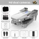2025 E88 Pro Drone Profesional HD 4K RC Airplane Dual-Camera Optical flow Localization RC Quadcopter Airplane Helicopter Boy Toy Color : Grey