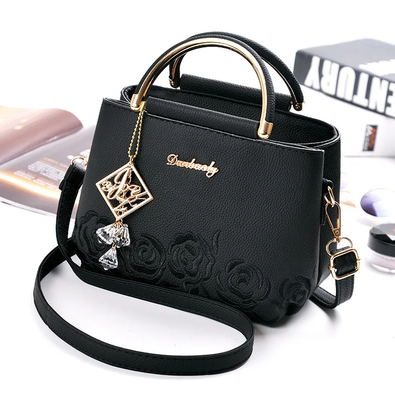 Fashion Trends Woman Embroidery Messenger Bags Pu Leather Lady Handbags for Women’s Handbags